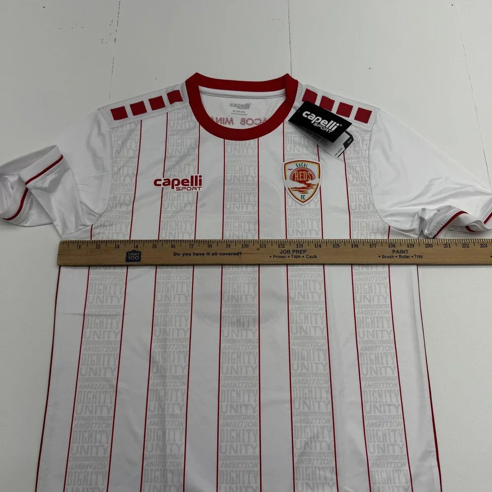 SoCal Reds FC Jersey Youth XL White Red Soccer Capelli Sport Number 6 Boys